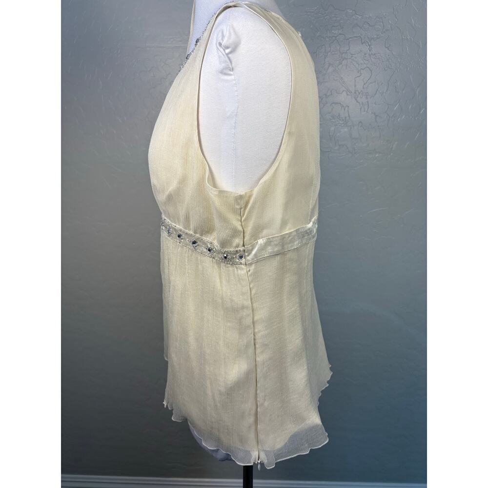 Y2K Vintage Michelle Antonelli Silk Shell XL Beaded Rhinestone Embellished - Picture 5 of 13